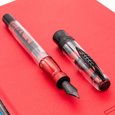 Pineider Mystery Fast Filler Fountain Pen - Red black trim