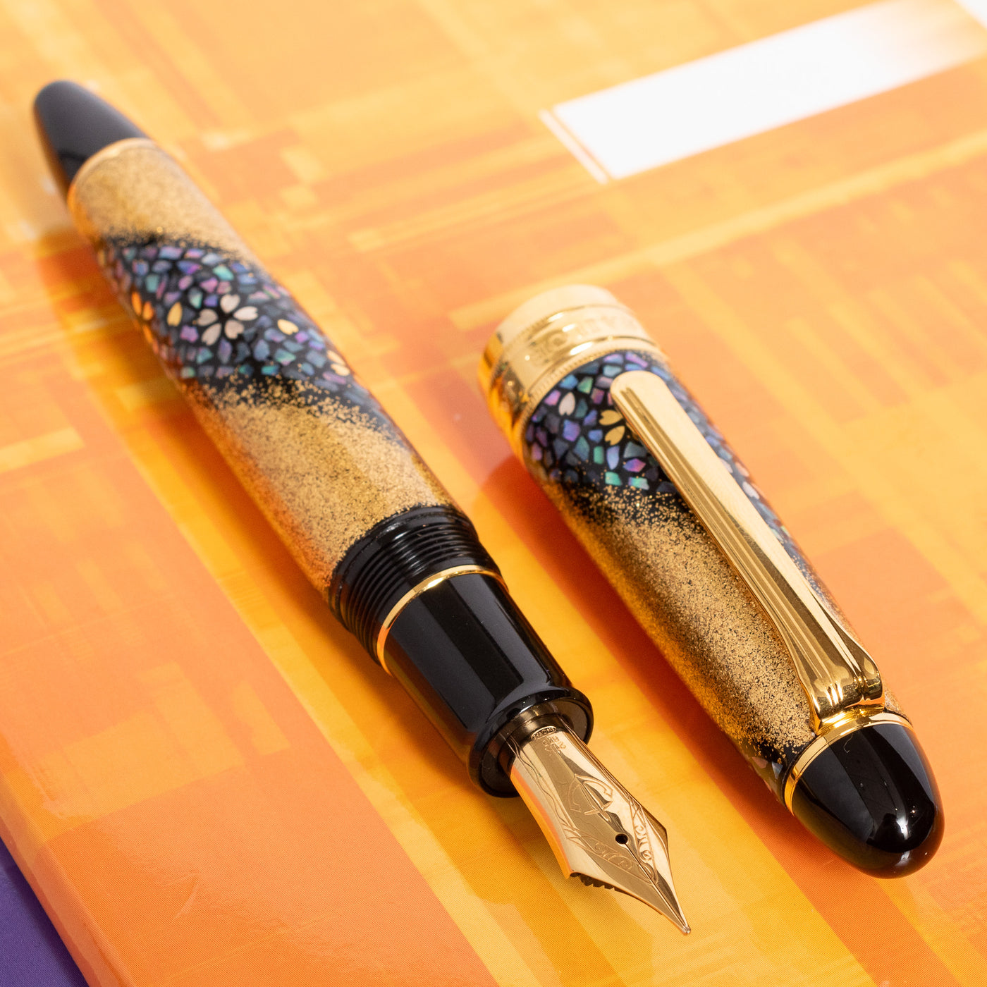 Sailor 1911 King of Pens Maki-e Sakura Nagare Fountain Pen black accents