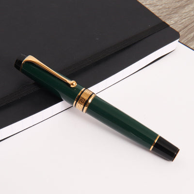 Aurora Optima Green & Gold Fountain Pen Capped