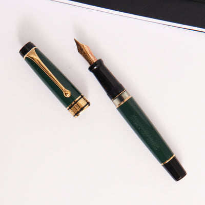 Aurora Optima Green & Gold Fountain Pen With Ink Window