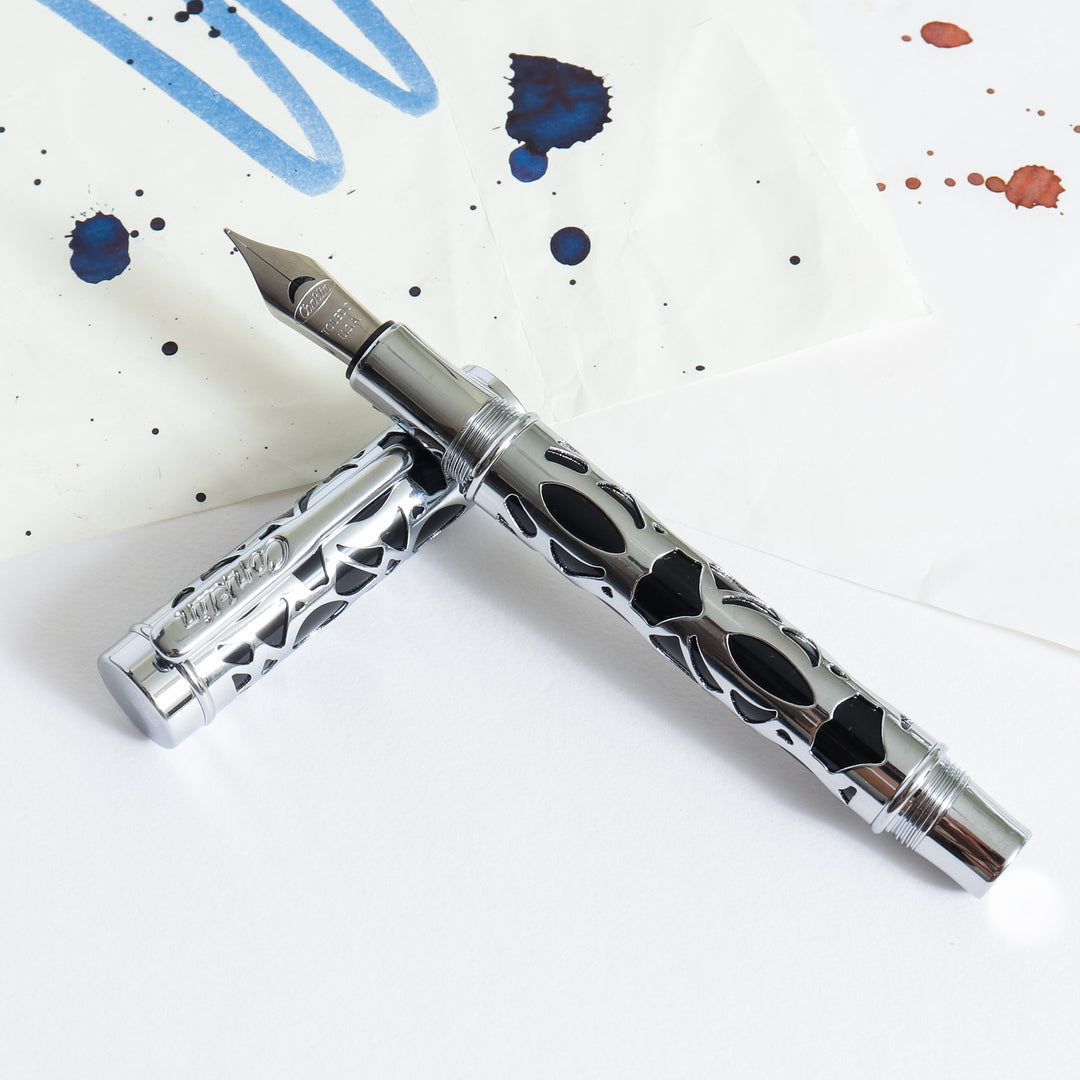 Ikelos Fountain Pen – Coral Alumilite – Chrome Finish outlet