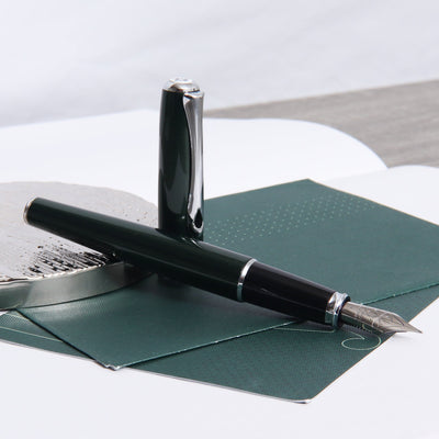 Diplomat Excellence Evergreen & Chrome Fountain Pen Uncapped