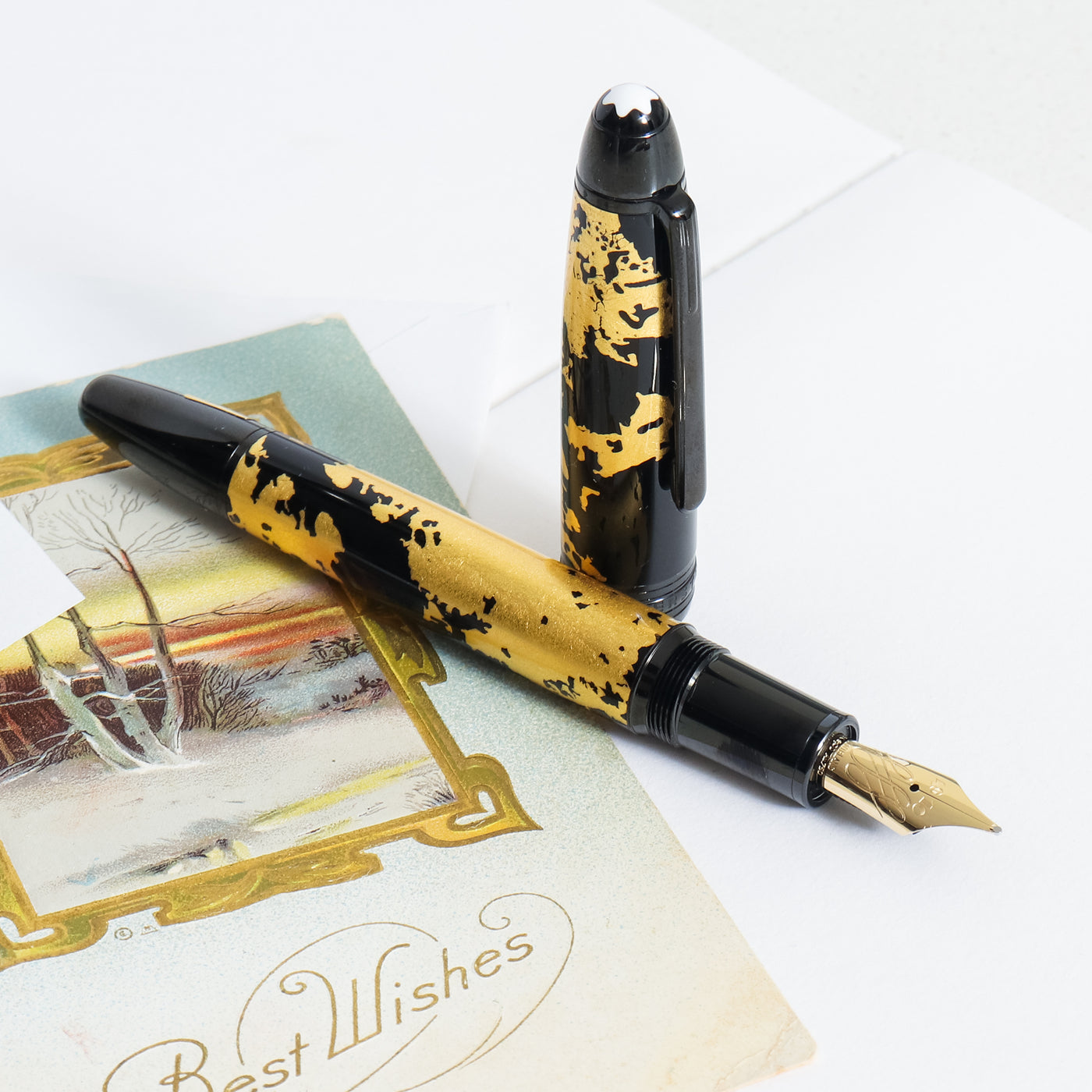 Meisterstück Solitaire Calligraphy Gold Leaf Flex Nib Fountain Pen