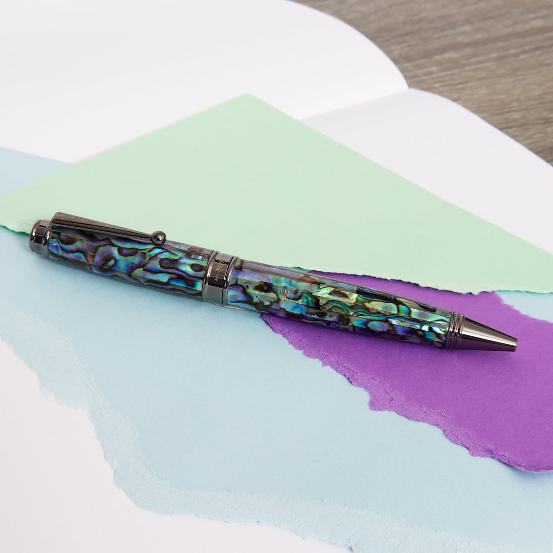 Gunmetal and online abalone inspired roller ball pen