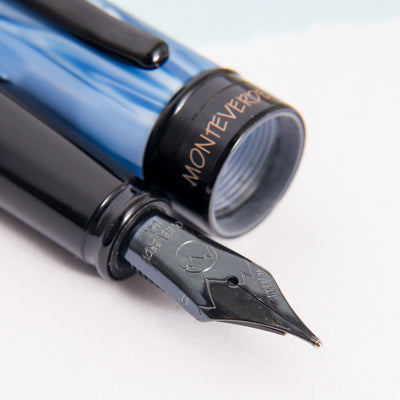 Monteverde Prima Blue Swirl Fountain Pen With Black Trim