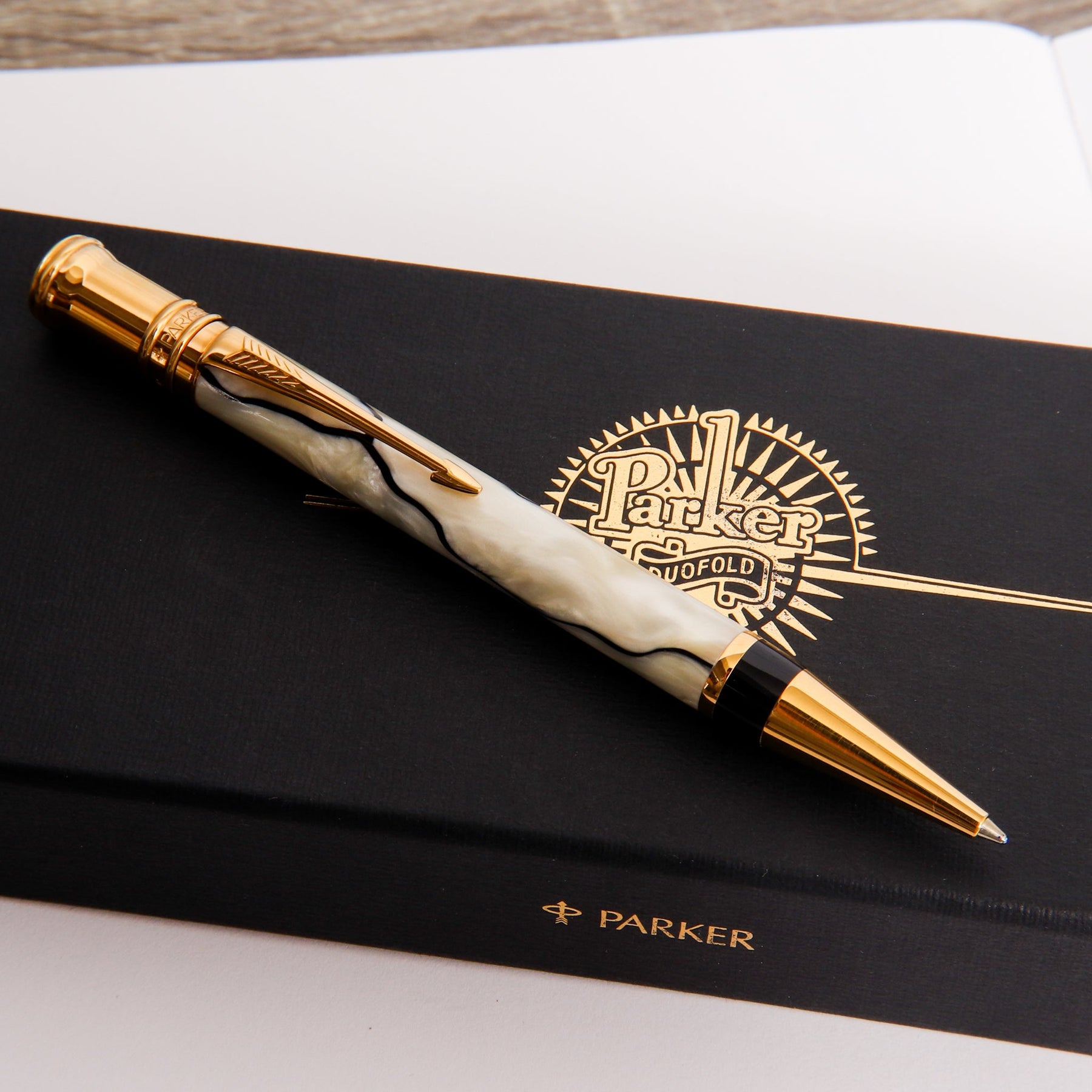 Parker Duofold Centennial Pearl & Black Fountain Pen & Ballpoint